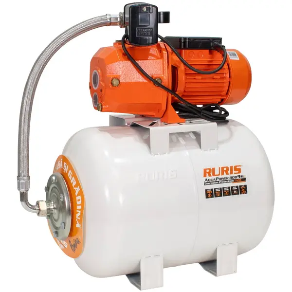 Ruris Hidrofor cu ejector Ruris Aquapower 8009S, 1.100 W, 50 l , debit 30 l/min, 55 m inaltime refulare, 25 m adancime absorbtie