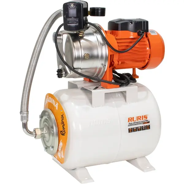 Ruris Hidrofor Ruris aquapower 6009S, 880 W, 24 l , debit 46 l/min, 45 m inaltime refulare, 9 m adancime absorbtie, Alb-Portocaliu
