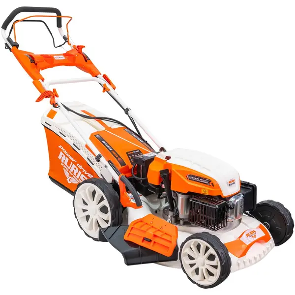 Ruris Masina de tuns gazon/iarba autopropulsata pe benzina RURIS RX441S, putere 5.7 CP, 196 CC, 4 timpi, 50.8 cm latime lucru, 25-75 mm inaltime lucru, carcasa metal, 65 L sac colector, rezervor 1 l