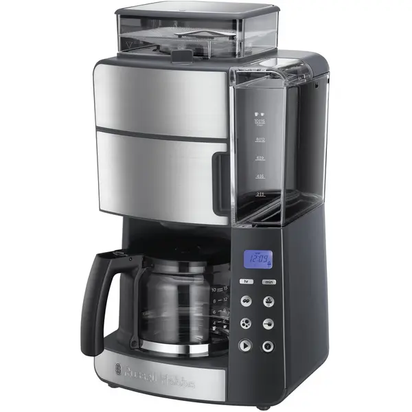 Russell hobbs Cafetiera Russell Hobbs Grind & Brew 25610-56, 1000 W, 1.25 l, 250 g, Rasnita ajustabila, Selector aroma, Inox/Negru