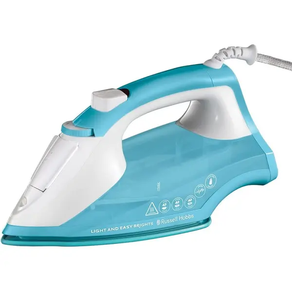 Russell hobbs Fier de calcat Russell Hobbs Light & Easy Brights Aqua 26482-56, talpa ceramica colorata infuzata cu balsam, 2400 W, 115 g/min, Albastru/Alb