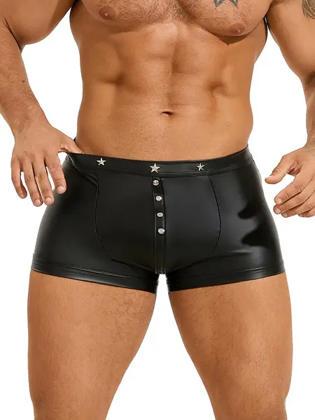 S - Chiloti din imitatie de piele MP294-1 Negru