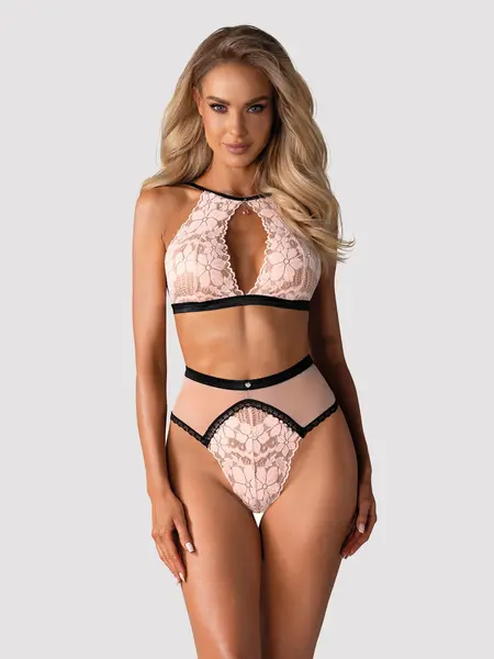 S/M - Set trendy compus din sutien si chilot cu talie inalta Lilines Roz