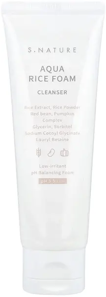 S.Nature Spumă de curățare facială Aqua Rice, 80 ml