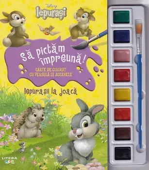 Sa pictam impreuna! Iepurasii la joaca. Carte de colorat cu pensula si acuarele. Iepurasi/***