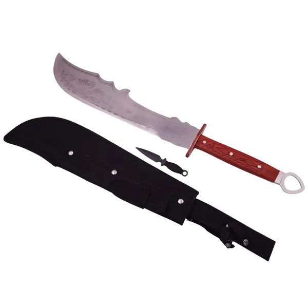 Sabie chinezeasca de razboi DEPOX , Dragon Stance, otel inoxidabil, 75 cm, argintiu, cutit de aruncat, teaca inclusa