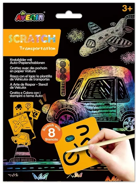 Șabloane Scratch Avenir - Transport, 8 șabloane, 2 foi