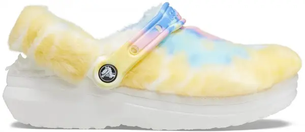 Saboți Crocs Classic Fur Sure Alb - White/Multi