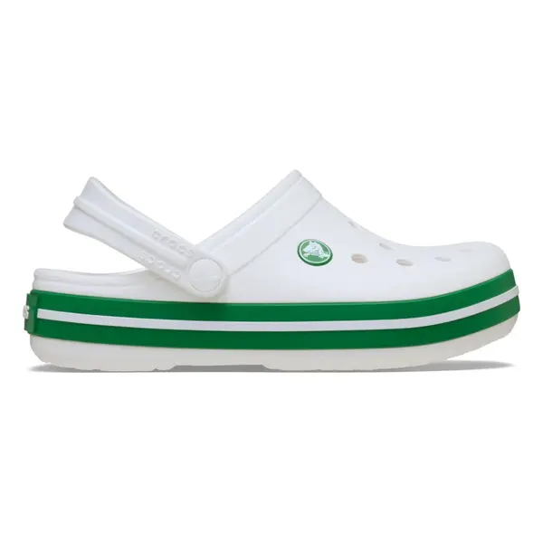 Saboți Crocs Crocband Kid's New Clog Alb - White/Green Ivy