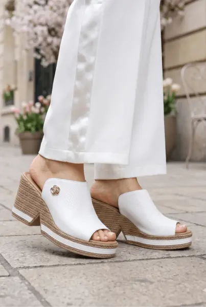 Saboti din Piele Alba cu Talpa Ortopedica - ZIRE WHITE