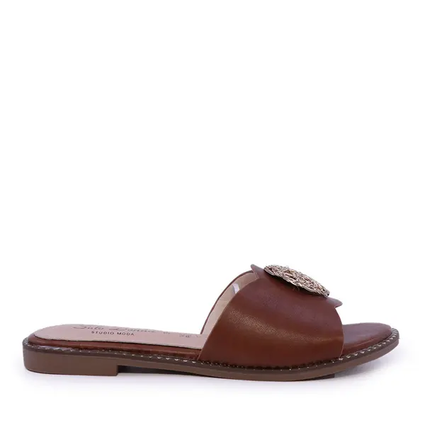 Saboți femei Solo Donna cognac cu elemente decorative 1169DST2810CO