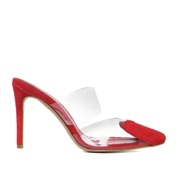 Saboti Love Me Piele Intoarsa, Rosii - 34 / 8 cm