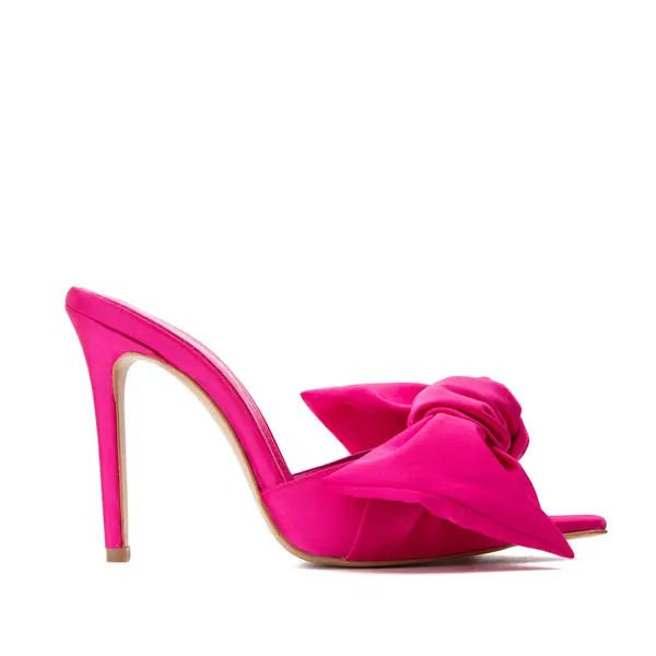 Saboti Vesa Satin, Varf Ascutit, Fucsia - 36 / 8 cm