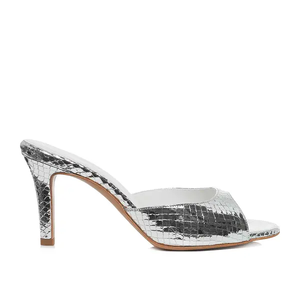 Saboti Vicky Piele Embosata, Argintii - 35 / 9.5 cm