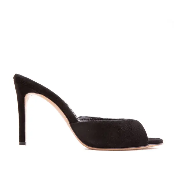 Saboti Vicky Piele Intoarsa, Varf Rotund, Negri - 34 / 9.5 cm