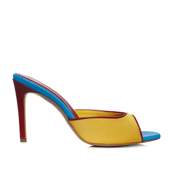 Saboti Vicky Satin-Piele Naturala, Varf Rotund, Multicolor - 34 / 8 cm