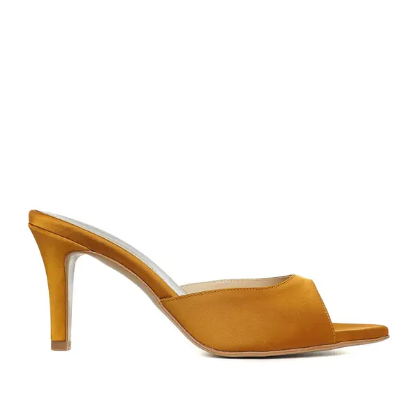 Saboti Vicky Satin, Varf Rotund, Galben-Mustar - 36 / 9.5 cm