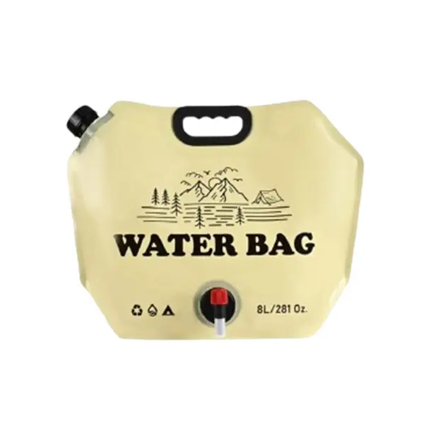 Sac de apa pliabil 8L, pentru camping si calatorii, bej