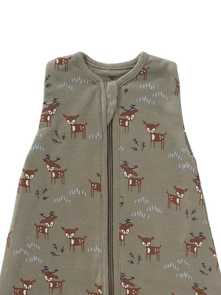 Sac de dormit cocon din bumbac organic 0-3 luni model Deer Olive