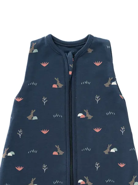 Sac de dormit cocon din bumbac organic 0-3 luni model Rabbit Mood Indigo