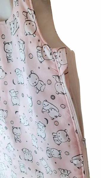 Sac de dormit copii 2.5 tog KidsDecor Baby Bear roz din bumbac 95 cm