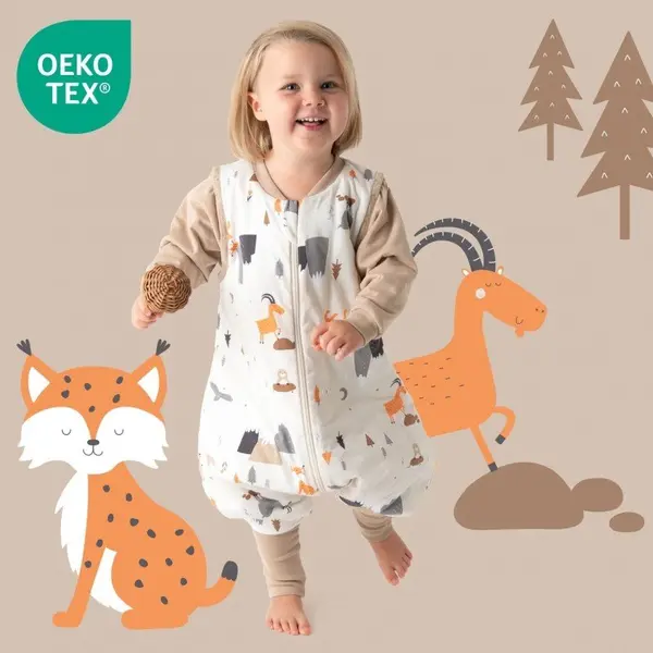 Sac de dormit cu picioruse si maneca lunga detasabila Mountain Animals 120 cm + manseta 1.0 Tog