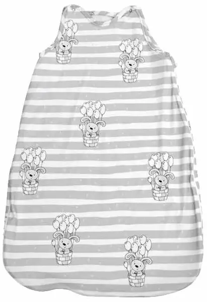Sac de dormit de vară cu strasuri Lorelli - Iepurași cu baloane, 0.5 Tog, 95 cm, gri