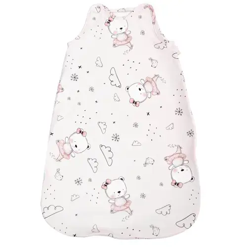 Sac de dormit de vara Lorelli Pink Ballerina Bear, 95 cm, bumbac ranforce