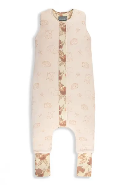 Sac de dormit din bumbac cu 2 fete 1-2 ani Animale de Epoca AlmondCream Sleepee 2.5 tog