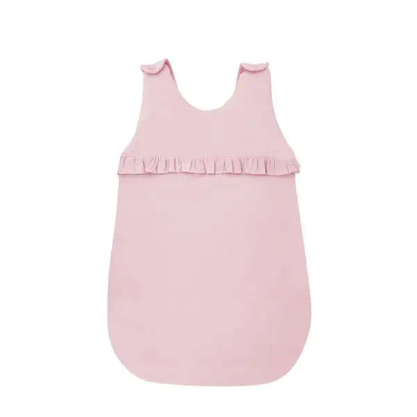 Sac de dormit, MimiNu, Pentru bebelusi, De iarna, Cu volanase, Din bumbac certificat Oeko Tex Standard 100, Cu fermoar lateral, Cu capse pe umar, 70 cm, 0 - 6 luni, 2.5 Tog, Colectia Royal, Powder Pink