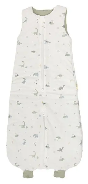 Sac de dormit pentru bebeluși cu picioare Bimbidreams - Trex, 90 cm, Tog 1, 4-24 luni, Alb/Verde