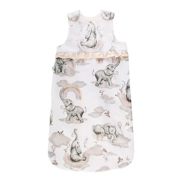 Sac de dormit pentru copii Bocioland Elephant, design practic cu fermoar si capse de fixare, dimensiune 50 x 90cm