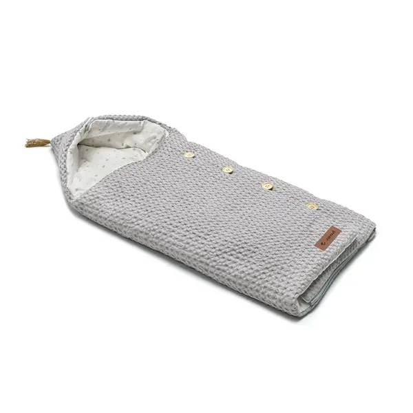 Sac de iarna cu gluga Jane Mims Plus Dim Grey pentru carucior si scoica auto, 88x43 cm, inchidere cu nasturi si fermoar