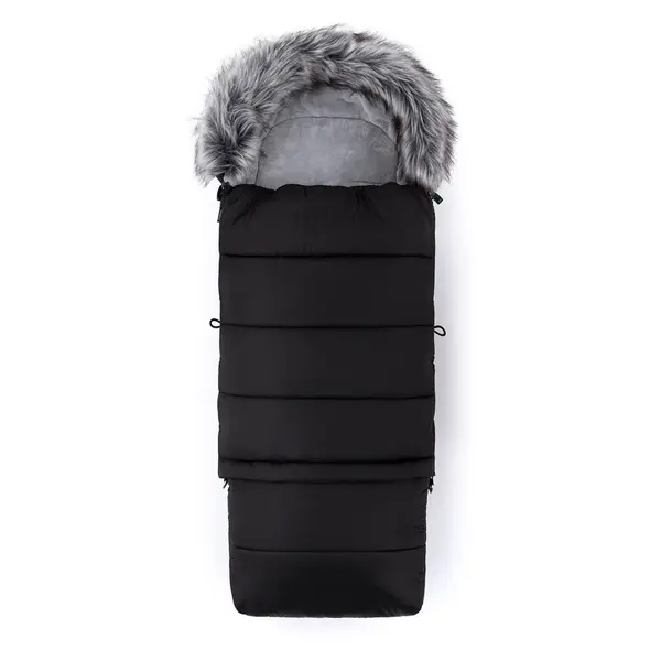 Sac de iarna, Feedo, Multifunctional, 3 in 1, Pentru carucior, landou sau scaun auto, Fermoar care permite scurtarea dimensiunii, Cu snur, 110 cm, 0-3 ani, Black