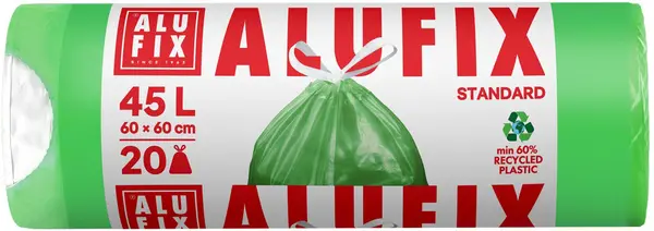Saci de gunoi cu legături ALUFIX - 45 l, 20 buc., verzi