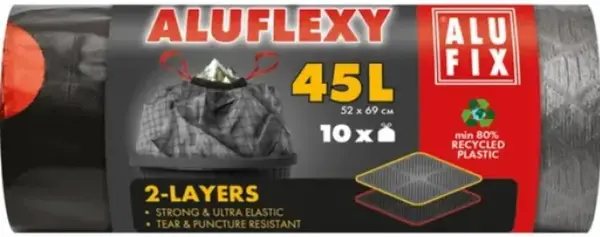 Saci de gunoi cu legături ALUFIX - Aluflexy, 45 l, 10 buc