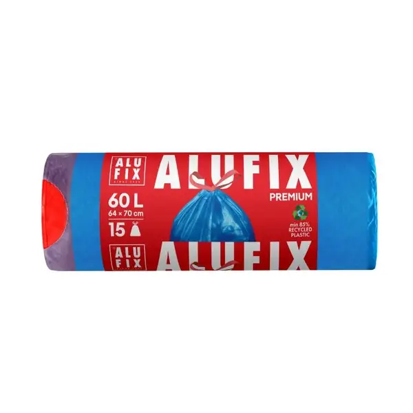 Saci menajeri cu banda 60 L 64 x 70 cm LDPE albastri 15 buc/rola Saci menajeri cu banda 60 L 64 x 70 cm LDPE albastri 15 buc/rola