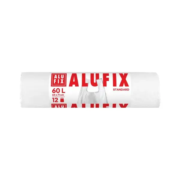 Saci menajeri cu maner 60 L 64 x 71 cm HDPE albi 12 buc/rola Saci menajeri cu maner 60 L 64 x 71 cm HDPE albi 12 buc/rola