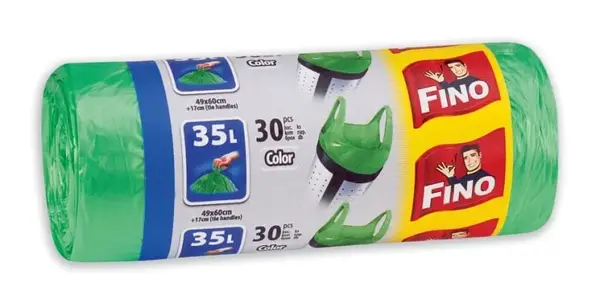 Saci menajeri cu manere 35 L verzi Fino HD 30 bucati/rola Saci menajeri cu manere 35 L verzi Fino HD 30 bucati/rola