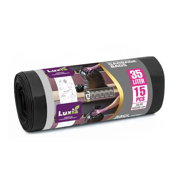Saci menajeri Luxia 35L 15 buc/rola LDPE negri Saci menajeri Luxia 35L 15 buc/rola LDPE negri