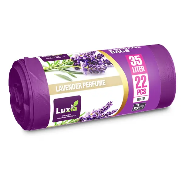 Saci menajeri Luxia 35l cu urechi de prindere 22 buc/rola HD-LD mov lavanda Saci menajeri Luxia 35l cu urechi de prindere 22 buc/rola HD-LD mov lavanda