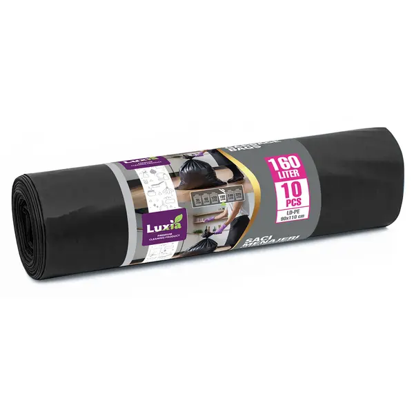 Saci menajeri Luxia polietilena LDPE 160 litri 10 buc/rola negru Saci menajeri Luxia polietilena LDPE 160 litri 10 buc/rola negru