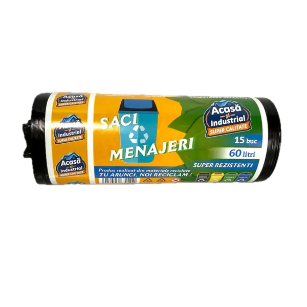 Saci menajeri negri 60 L, 15 buc/rola, produsi in Romania - Default Title