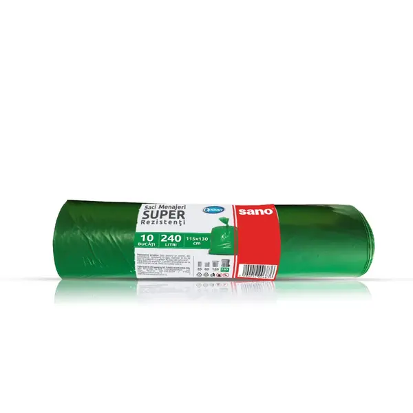 Saci menajeri Sano Optima LDPE 240 L 10 buc/rola Saci menajeri Sano Optima LDPE 240 L 10 buc/rola verzi