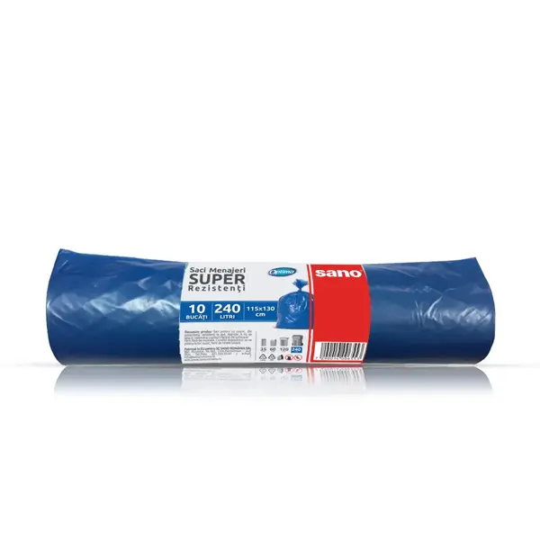 Saci menajeri Sano Optima LDPE 240 L 10 buc/rola Saci menajeri Sano Optima LDPE 240 L 10 buc/rola albastri