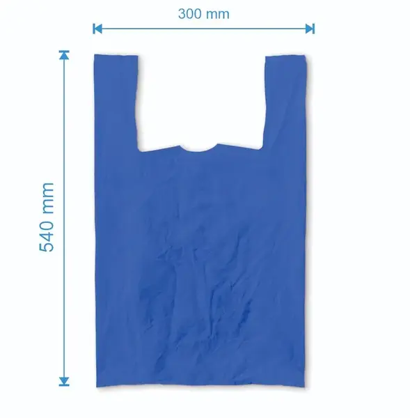 Sacosa maieu 300mm x 540mm - 50 microni grosime, cu pliuri de 80mm, virgin, culoarea albastru