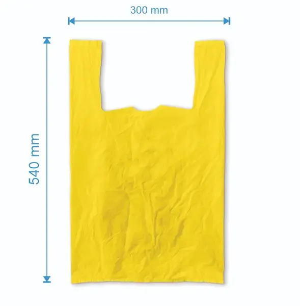 Sacosa maieu 300mm x 540mm - 50 microni grosime, cu pliuri de 80mm, virgin, culoarea galben