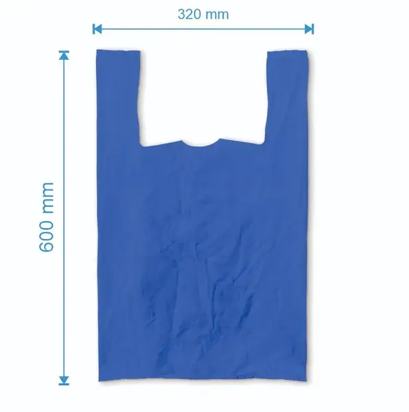 Sacosa maieu 320mm x 600mm - 50 microni grosime, cu pliuri de 90mm, virgin, culoarea albastru