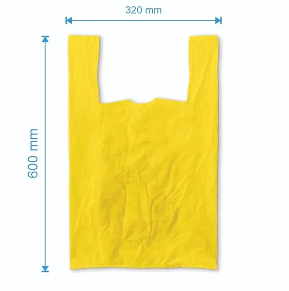 Sacosa maieu 320mm x 600mm - 50 microni grosime, cu pliuri de 90mm, virgin, culoarea galben