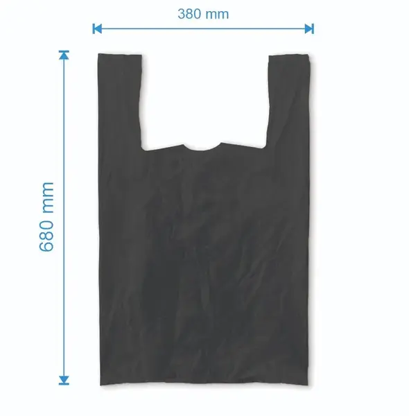 Sacosa maieu 380mm x 680mm - 50 microni grosime, cu pliuri de 140mm, virgin, culoarea negru